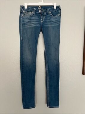 True Religion Women's Skinny Jeans in Faded Blue Wash